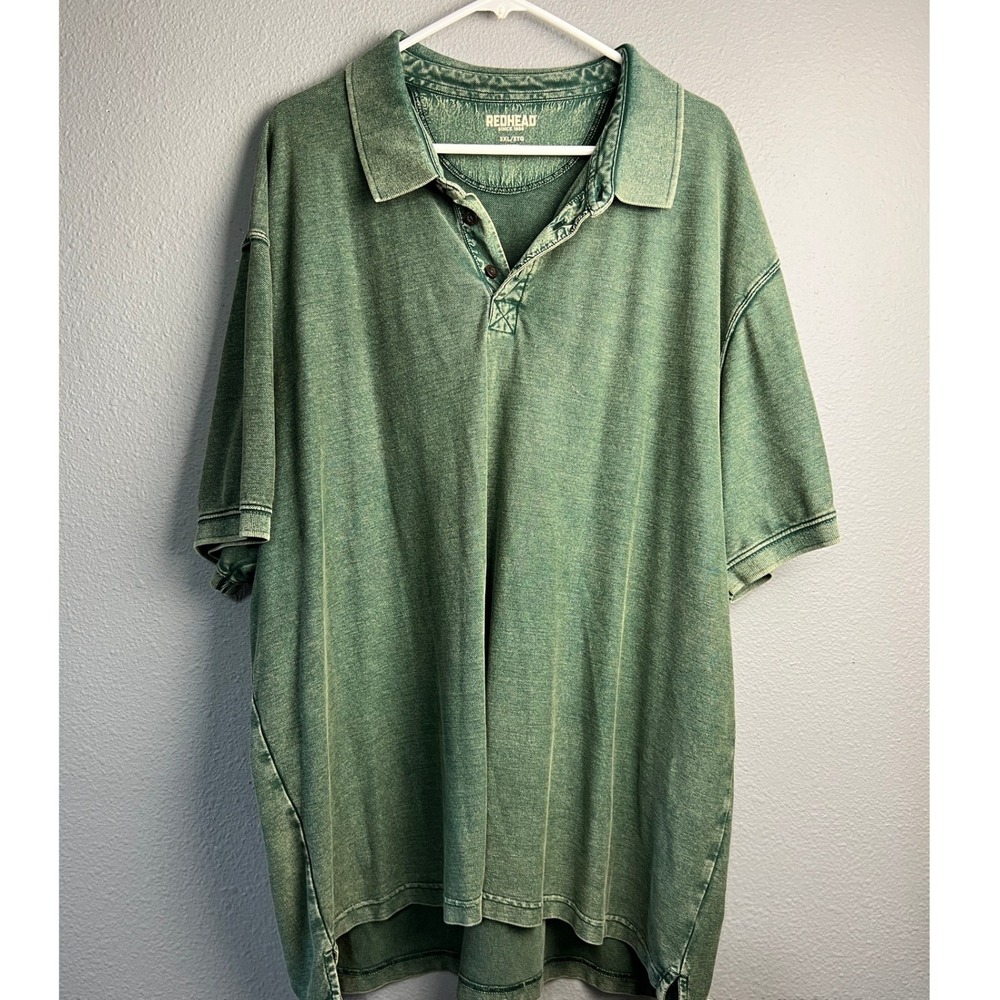 RedHead Mens Short Sleeve Cotton Polo Shirt Green Faded 3XL Casual Lounge